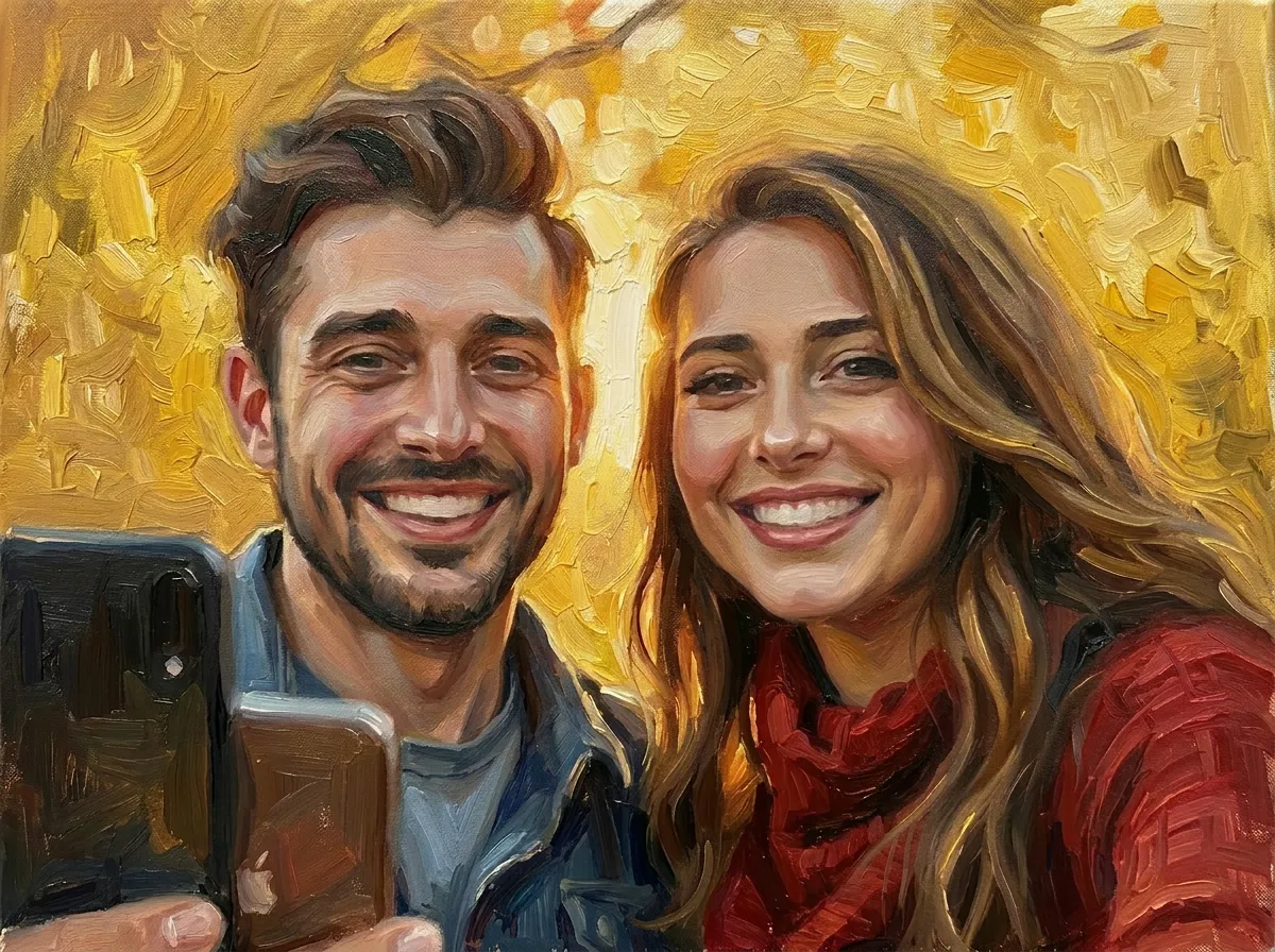 Couple at golden hour – painting