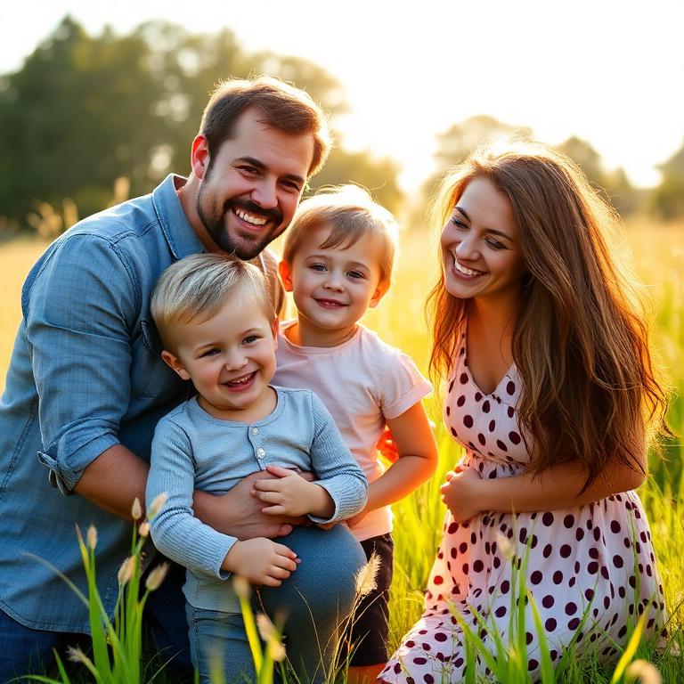 Family in a meadow – photo