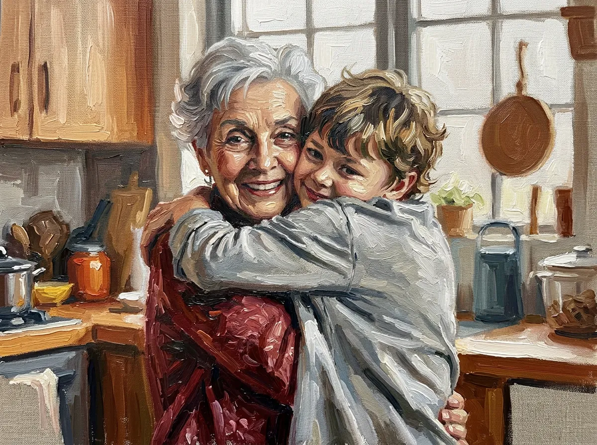 Grandmother and grandchild – painting