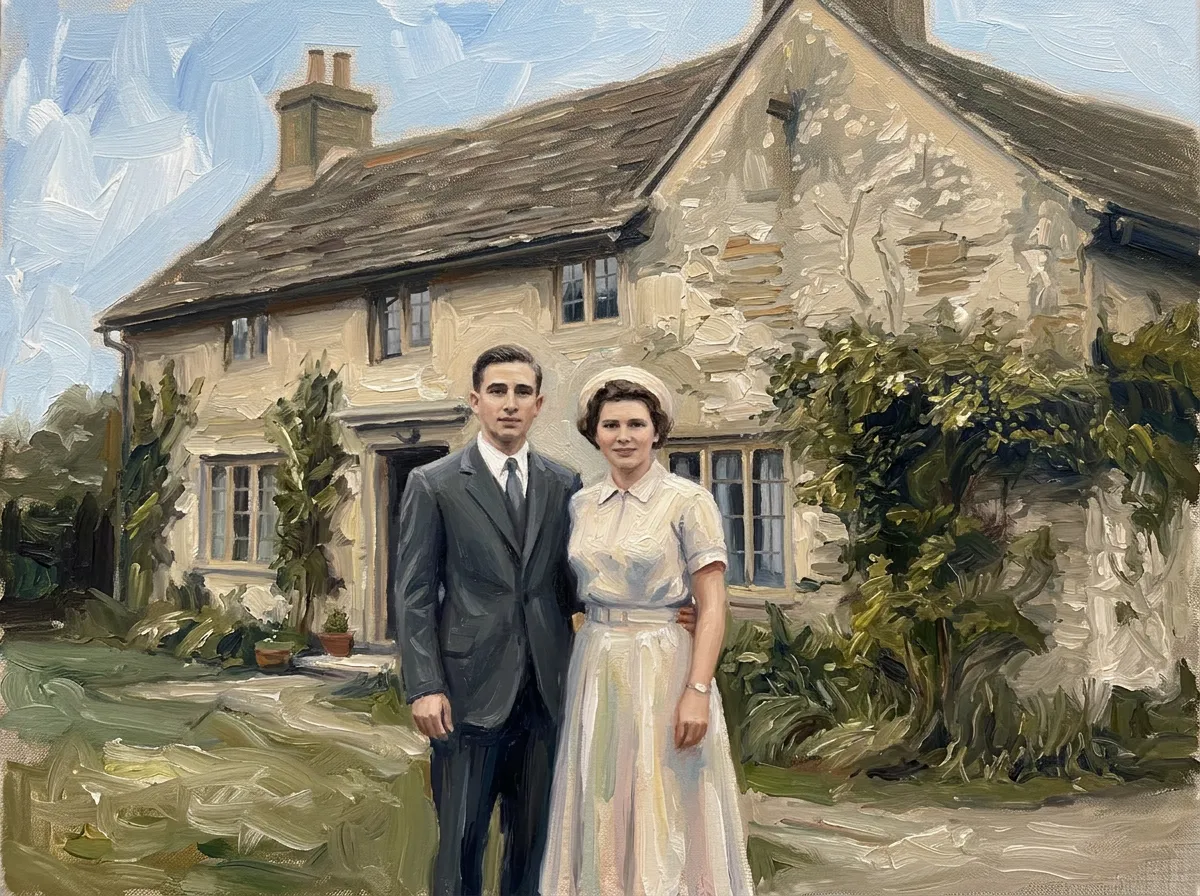 Restored vintage 1960s couple – painting